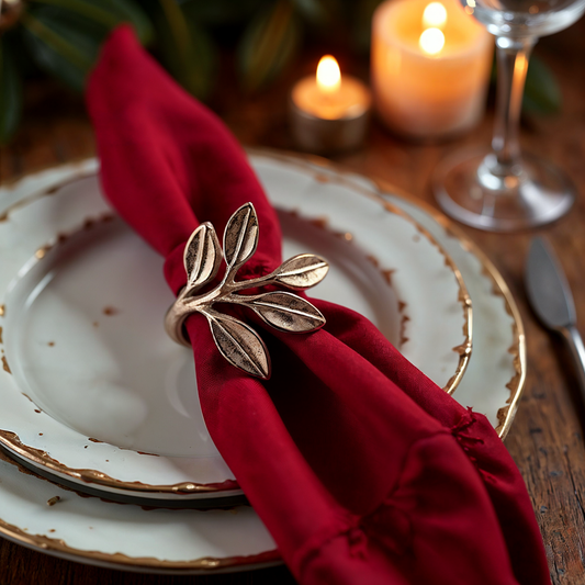 Rosemary Metal Napkin Ring Silver Set of 4
