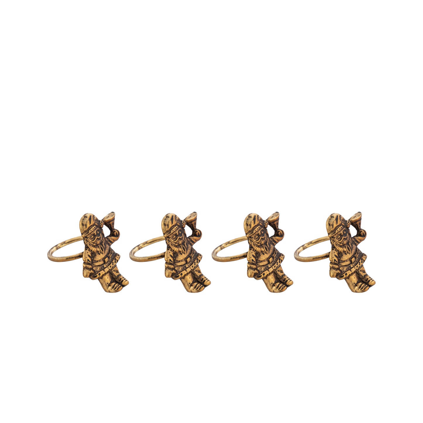 Santa Metal Napkin Ring Antique Brass (Set of 4)