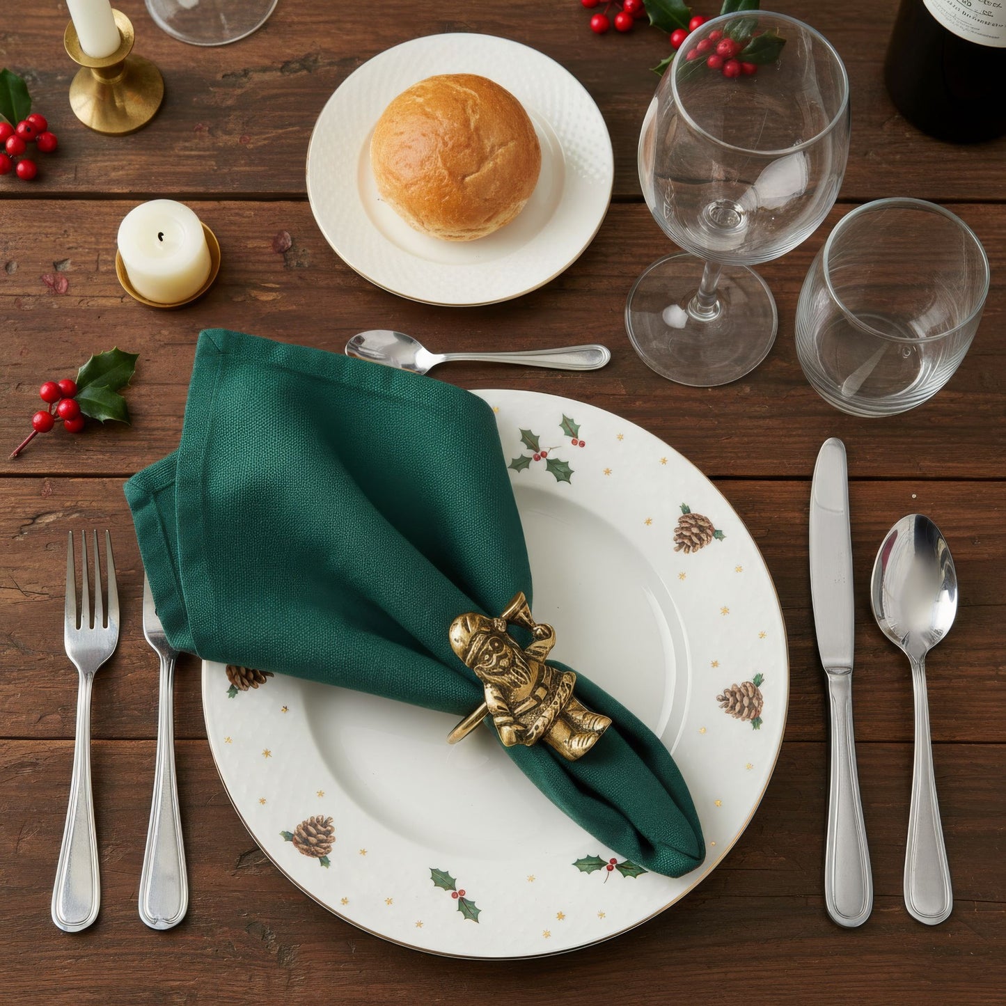 Santa Metal Napkin Ring Antique Brass (Set of 4)