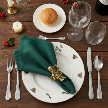 Santa Metal Napkin Ring Antique Brass (Set of 4)