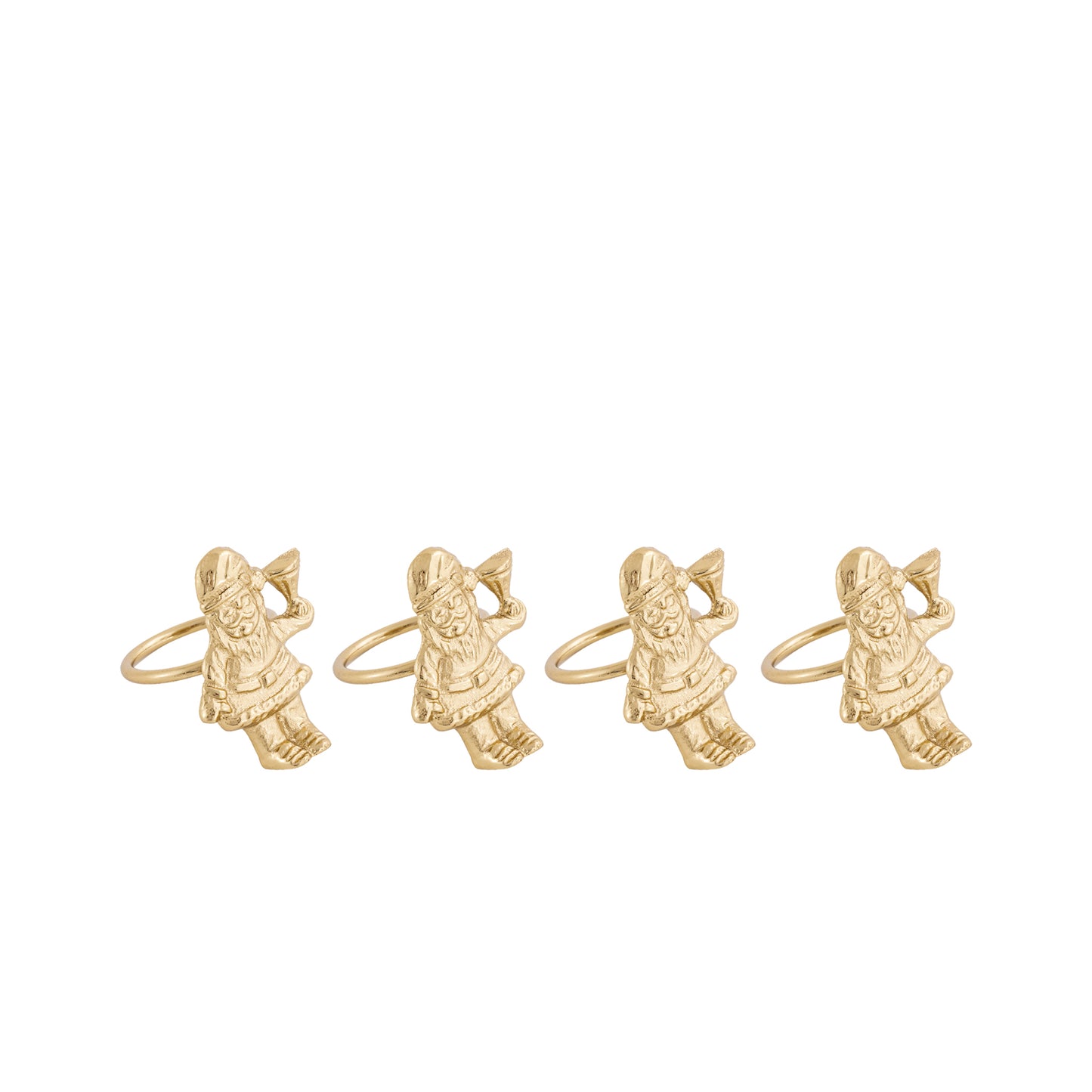 Santa Metal Napkin Ring Gold (Set of 4)
