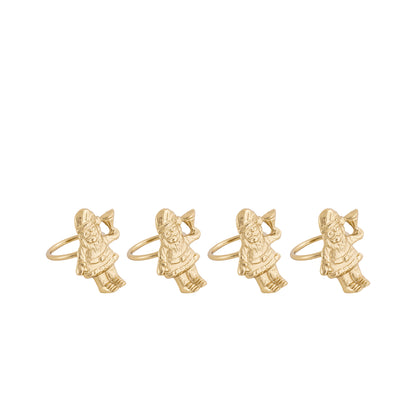 Santa Metal Napkin Ring Gold (Set of 4)