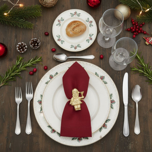 Santa Metal Napkin Ring Gold (Set of 4)