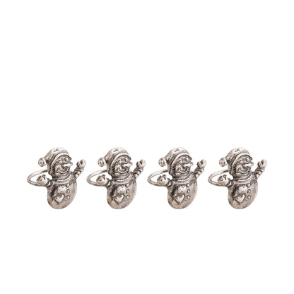 Snowman Metal Napkin Ring Antique Silver (Set of 4)