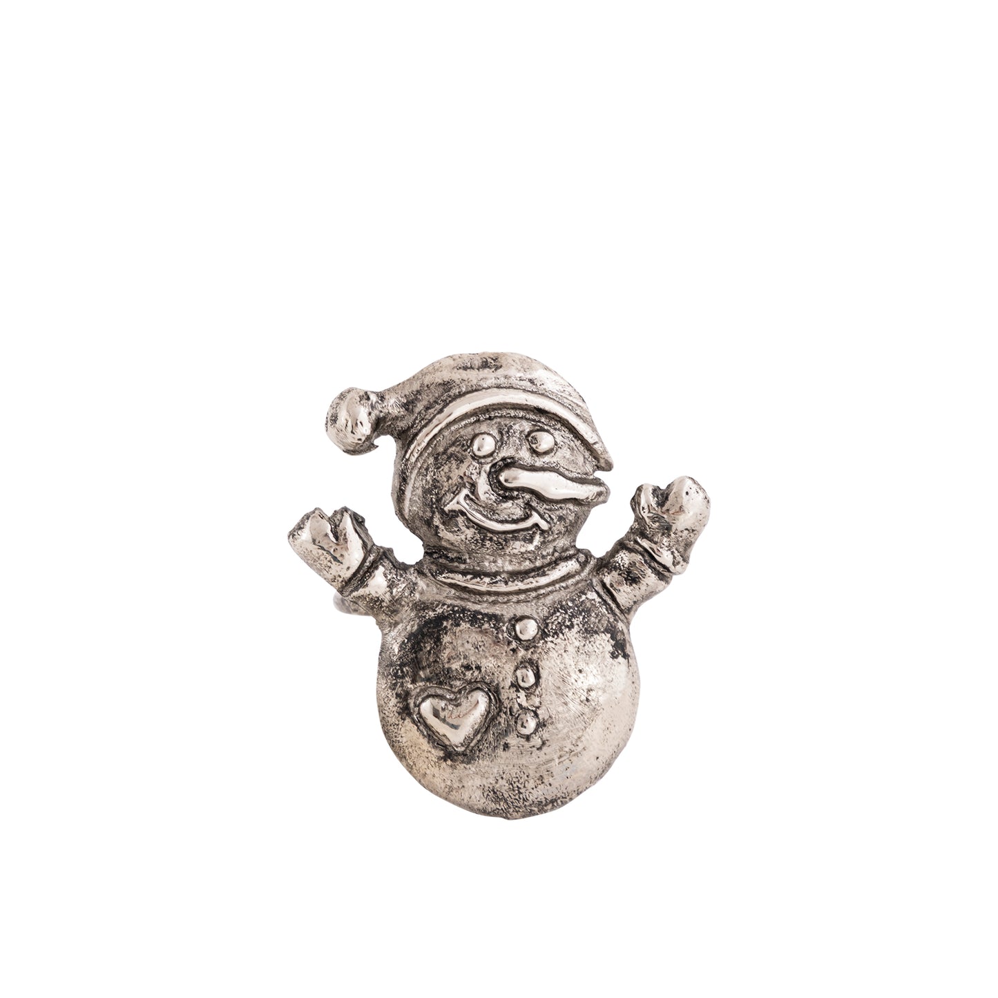 Snowman Metal Napkin Ring Antique Silver (Set of 4)