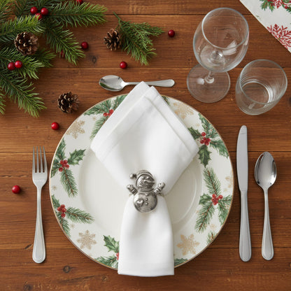 Snowman Metal Napkin Ring Antique Silver (Set of 4)