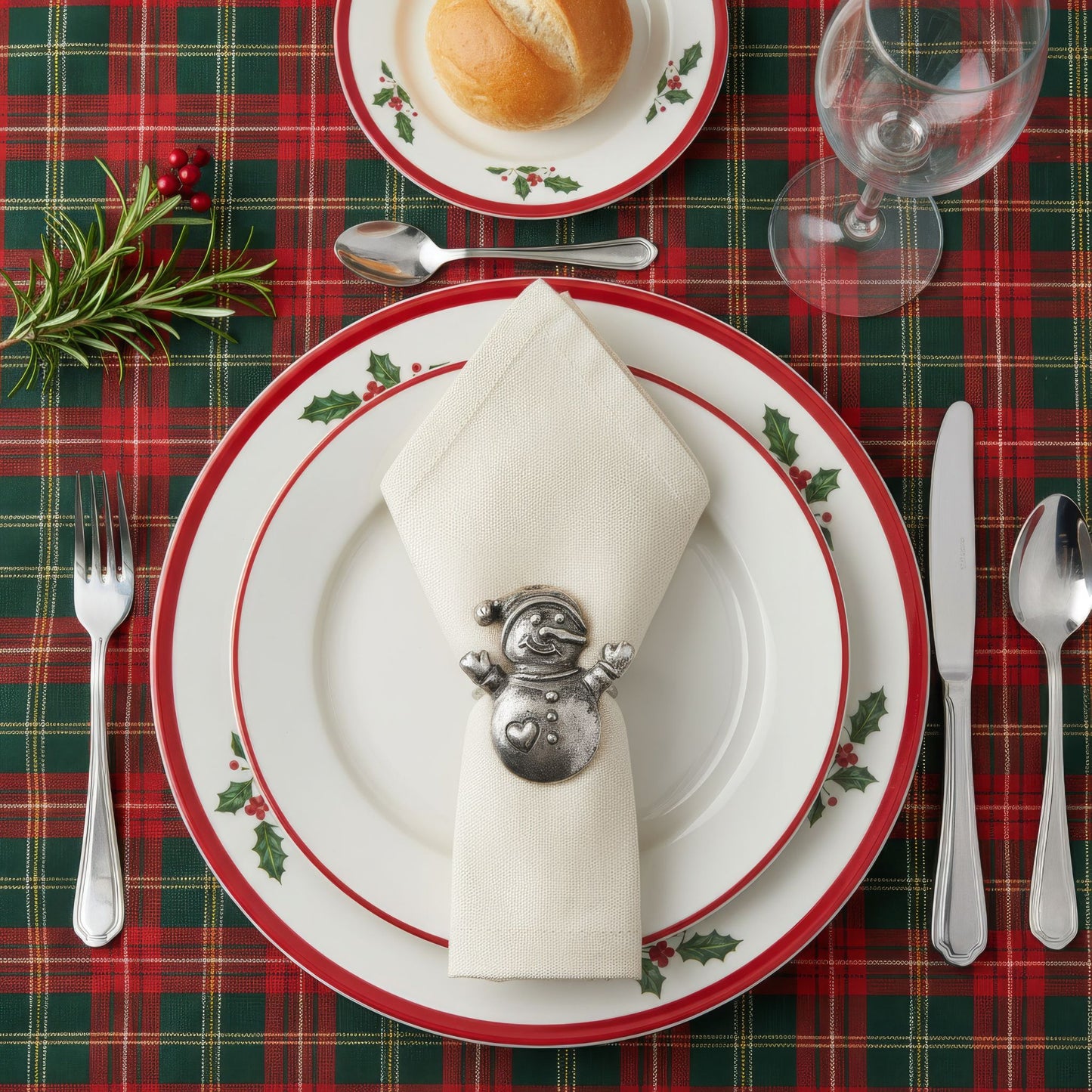 Snowman Metal Napkin Ring Antique Silver (Set of 4)