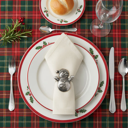 Snowman Metal Napkin Ring Antique Silver (Set of 4)