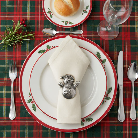 Snowman Metal Napkin Ring Antique Silver (Set of 4)