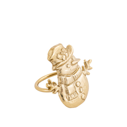 Snowman Metal Napkin Ring Gold (Set of 4)