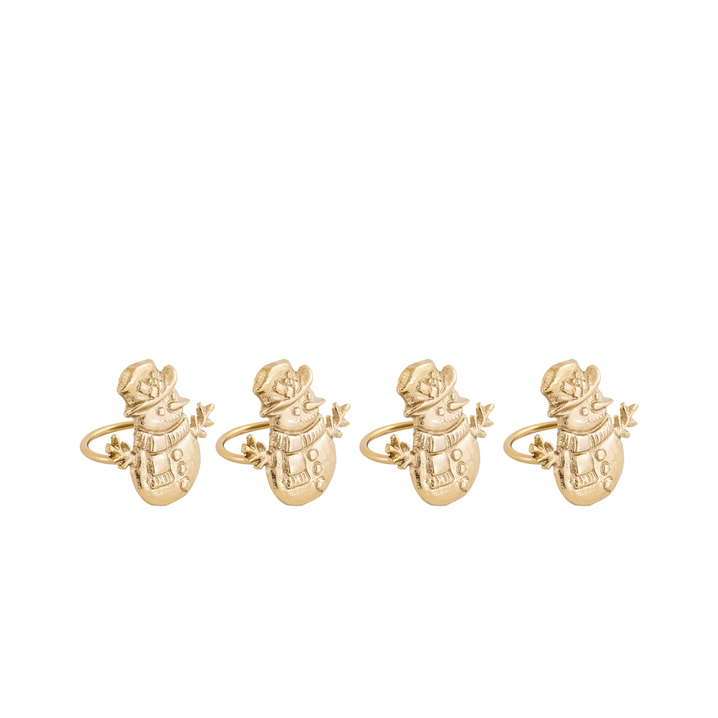 Snowman Metal Napkin Ring Gold (Set of 4)