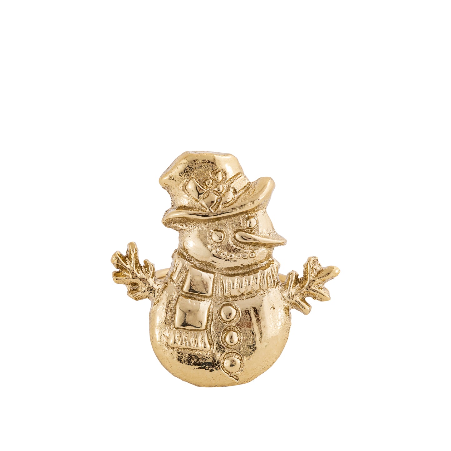 Snowman Metal Napkin Ring Gold (Set of 4)