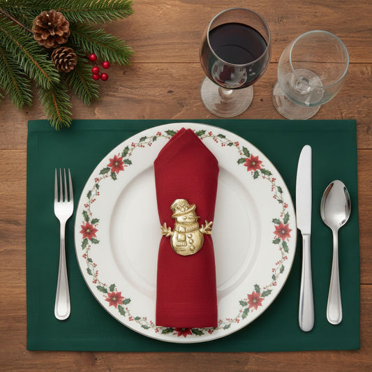 Snowman Metal Napkin Ring Gold (Set of 4)