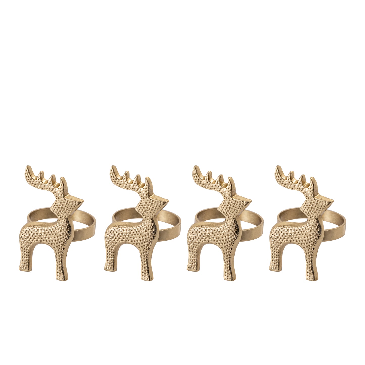Vixen Reindeer Metal Napkin Ring Gold Set of 4