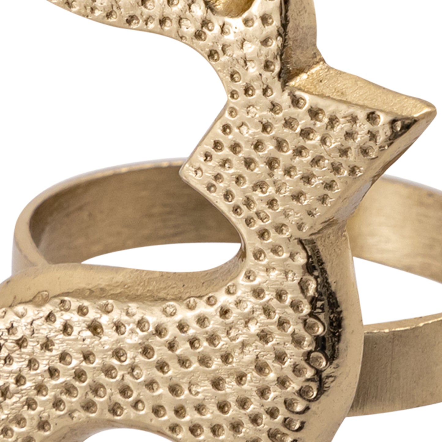 Vixen Reindeer Metal Napkin Ring Gold Set of 4