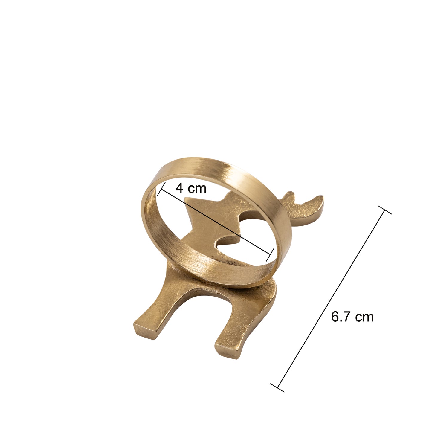 Vixen Reindeer Metal Napkin Ring Gold Set of 4