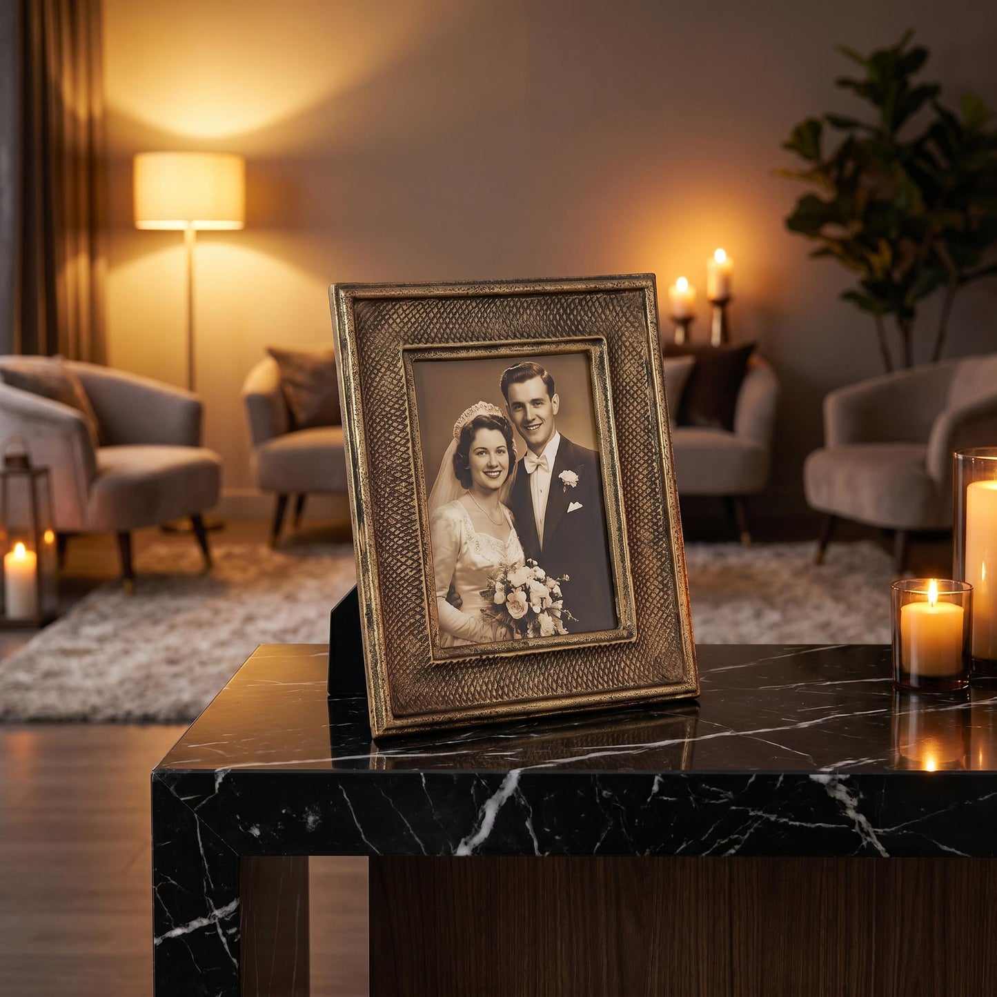 Metal Photo Frame Medium (5"x7") Antique Brass Finish | Milford