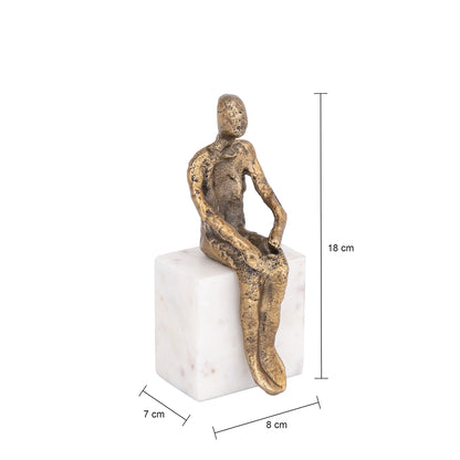 Sitting Man Statue Marble Base Antique Brass Finish | Lorenzo