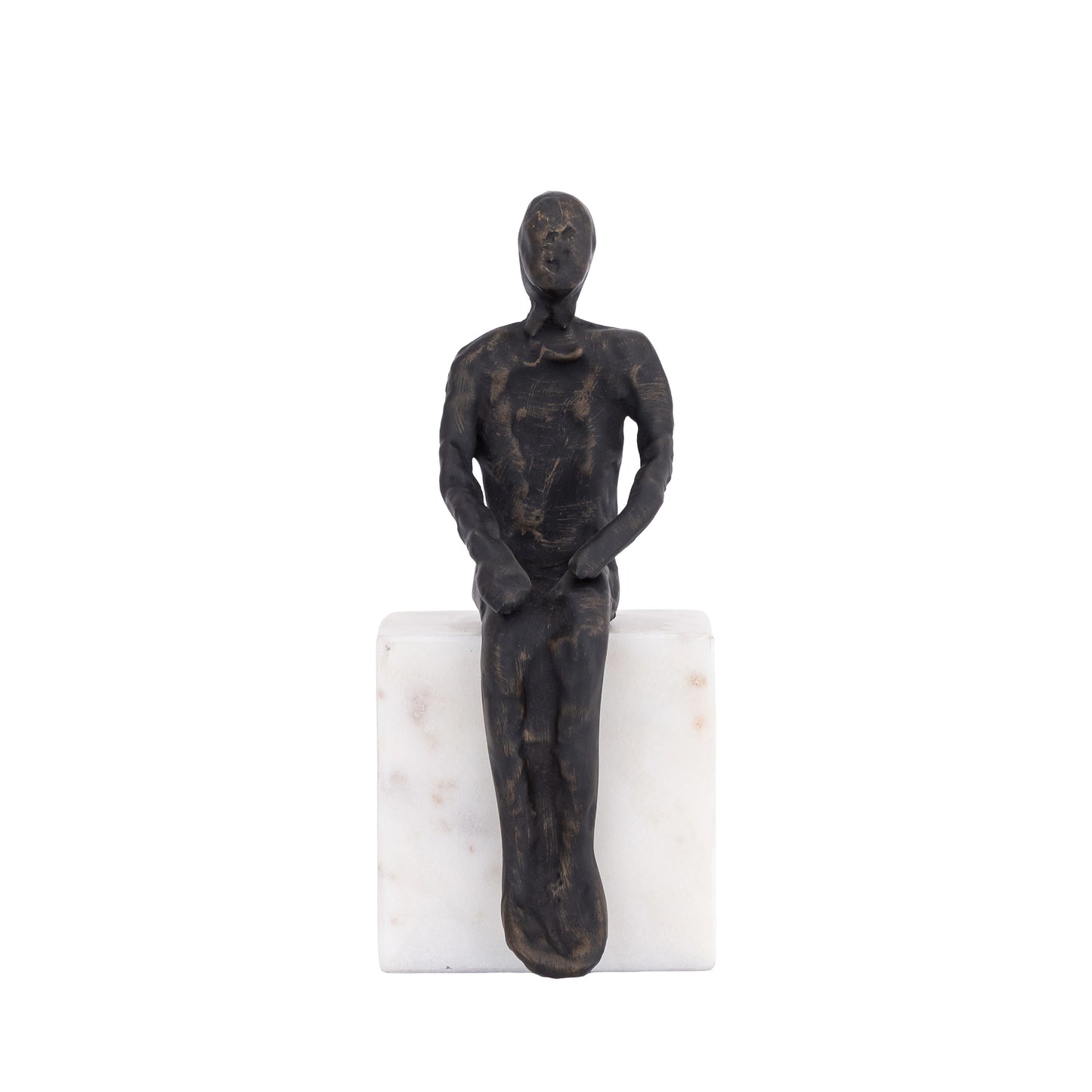 Sitting Man Statue Marble Base Antique Bronze Finish | Lorenzo