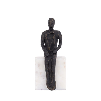 Sitting Man Statue Marble Base Antique Bronze Finish | Lorenzo