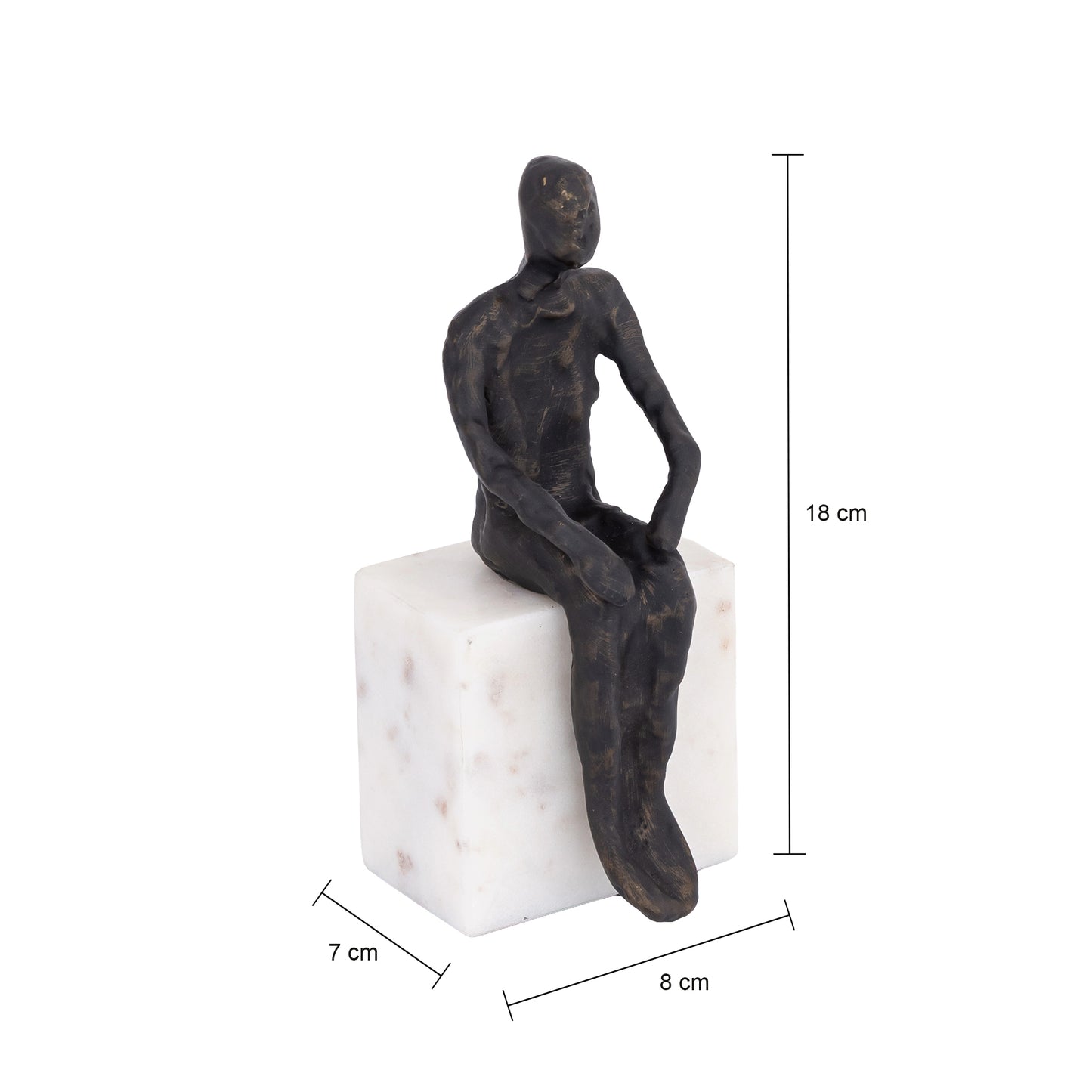 Sitting Man Statue Marble Base Antique Bronze Finish | Lorenzo
