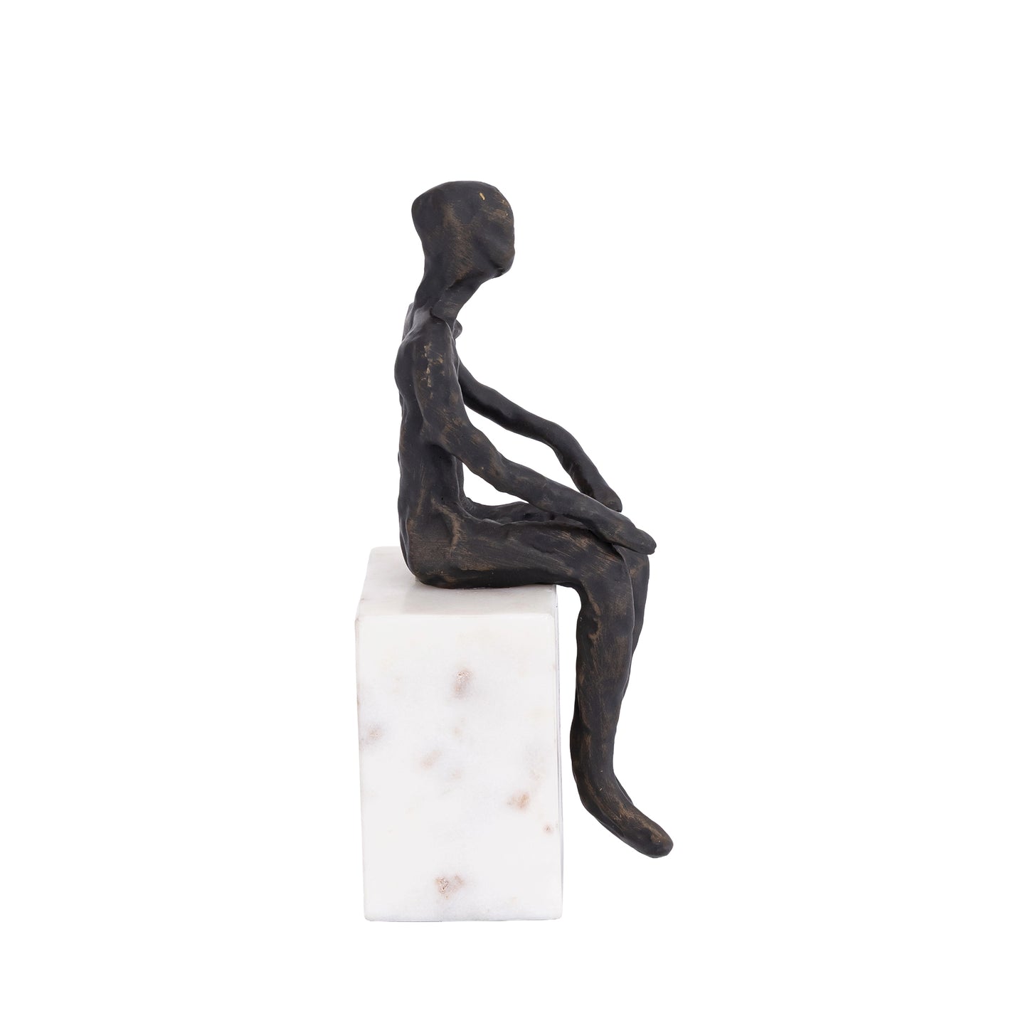 Sitting Man Statue Marble Base Antique Bronze Finish | Lorenzo