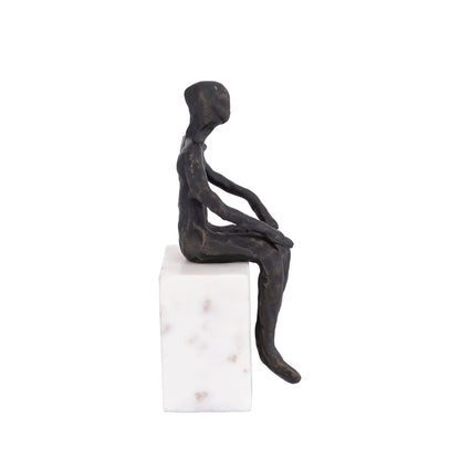 Sitting Man Statue Marble Base Antique Bronze Finish | Lorenzo