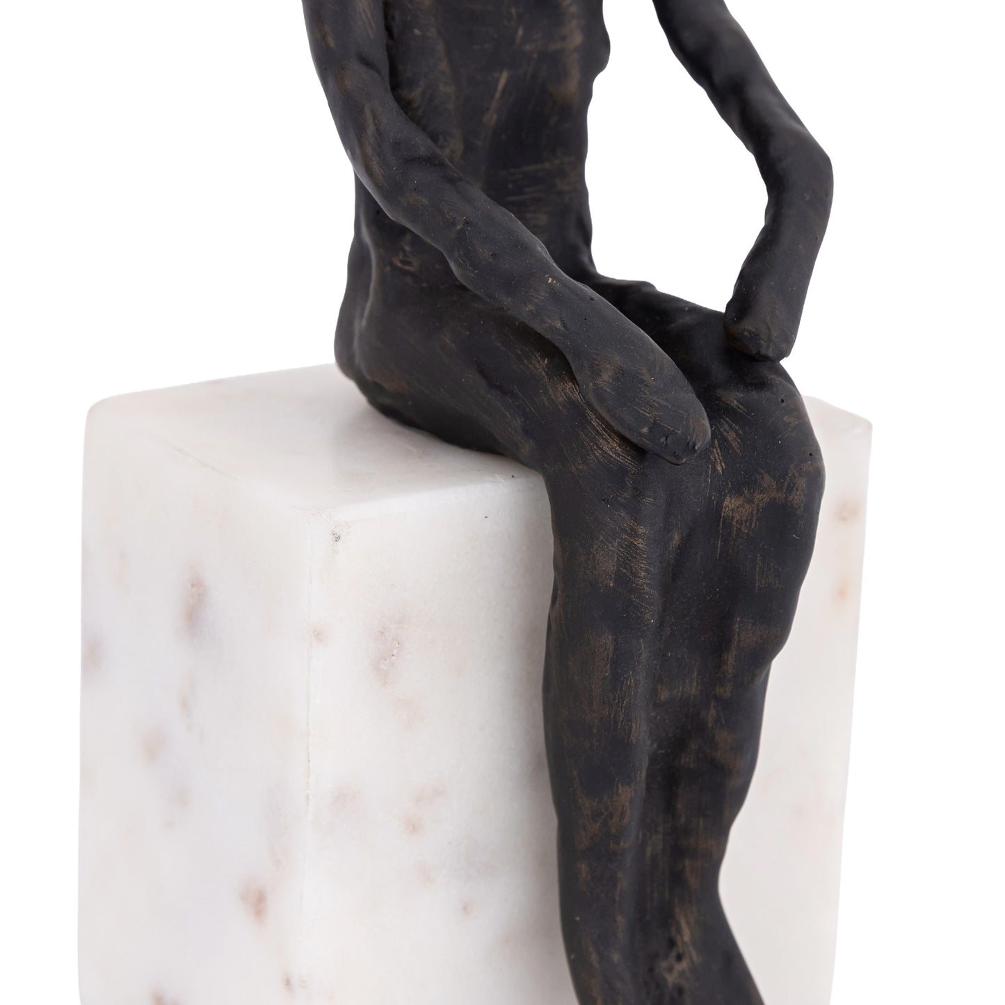 Sitting Man Statue Marble Base Antique Bronze Finish | Lorenzo