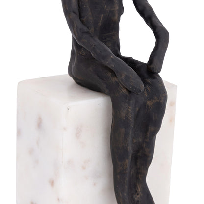 Sitting Man Statue Marble Base Antique Bronze Finish | Lorenzo