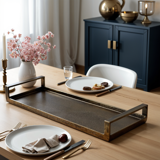 Longford Rectangular Decorative Tray Antique Brass Finish