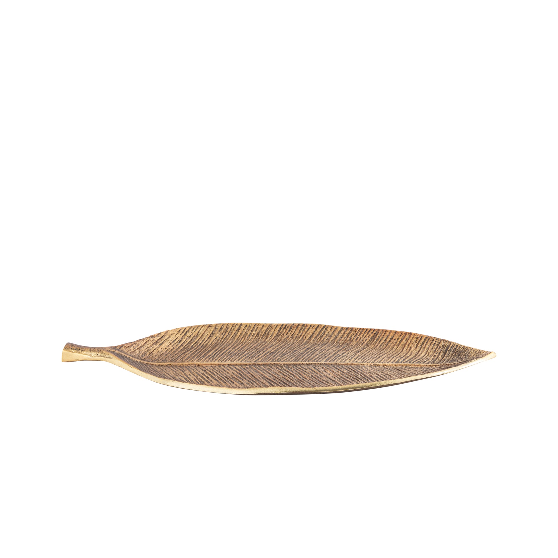 Leaf-shaped decorative tray on a white background
