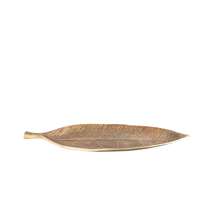 Leaf-shaped decorative tray on a white background