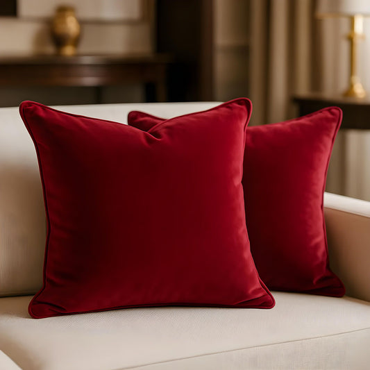 Cotton Velvet Cushion Cover Burgundy