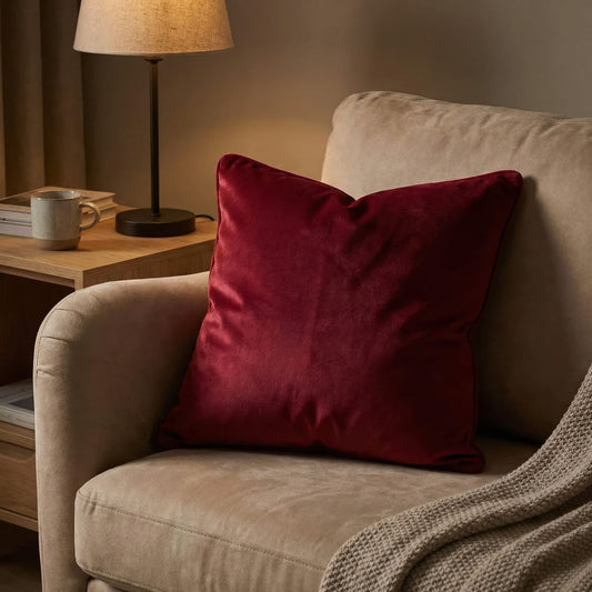 Cotton Velvet Cushion Cover Burgundy - 1 Piece