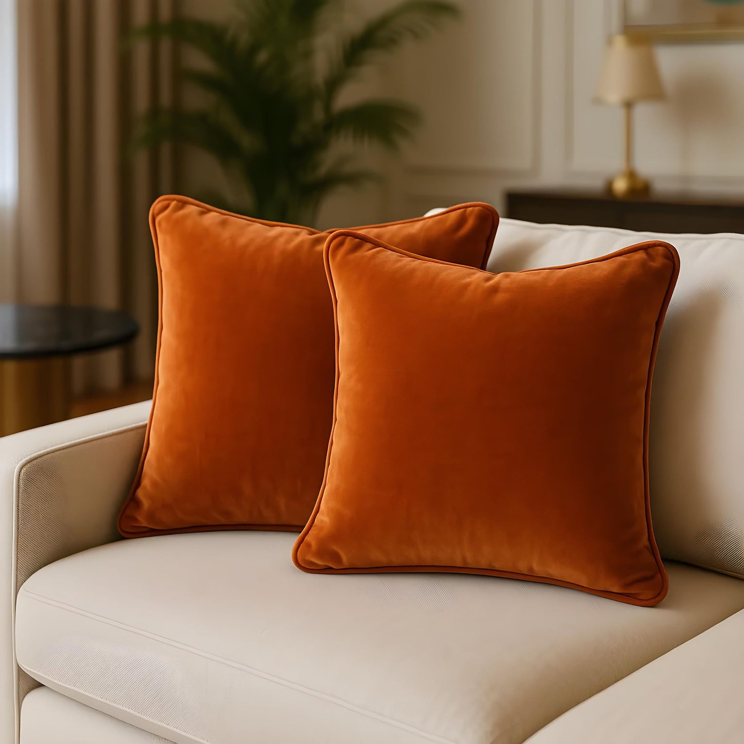 Cotton Velvet Cushion Cover Burnt Orange