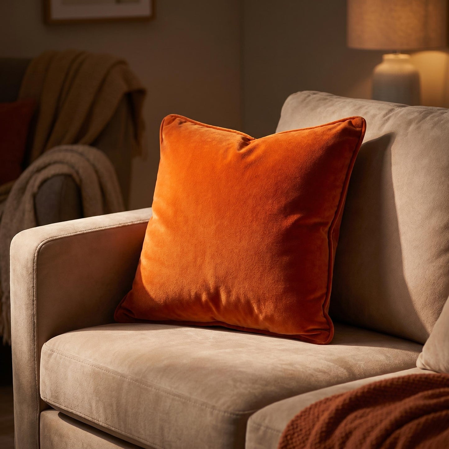 Cotton Velvet Cushion Cover Burnt Orange - 1 Piece