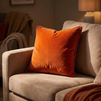 Cotton Velvet Cushion Cover Burnt Orange - 1 Piece