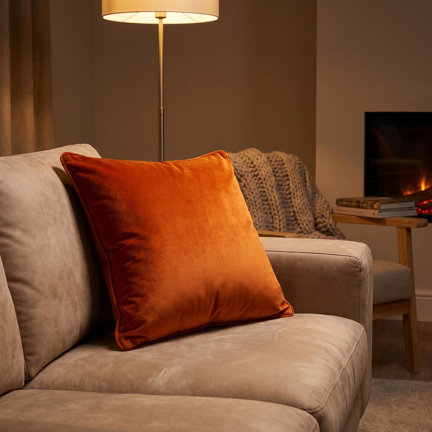 Cotton Velvet Cushion Cover Burnt Orange - 1 Piece
