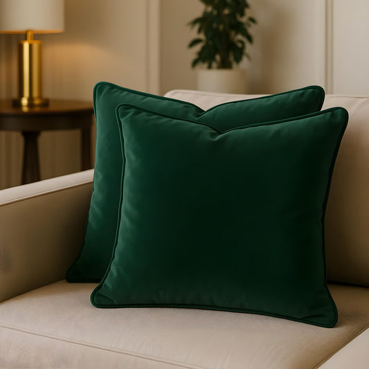 Cotton Velvet Cushion Cover Fern Green
