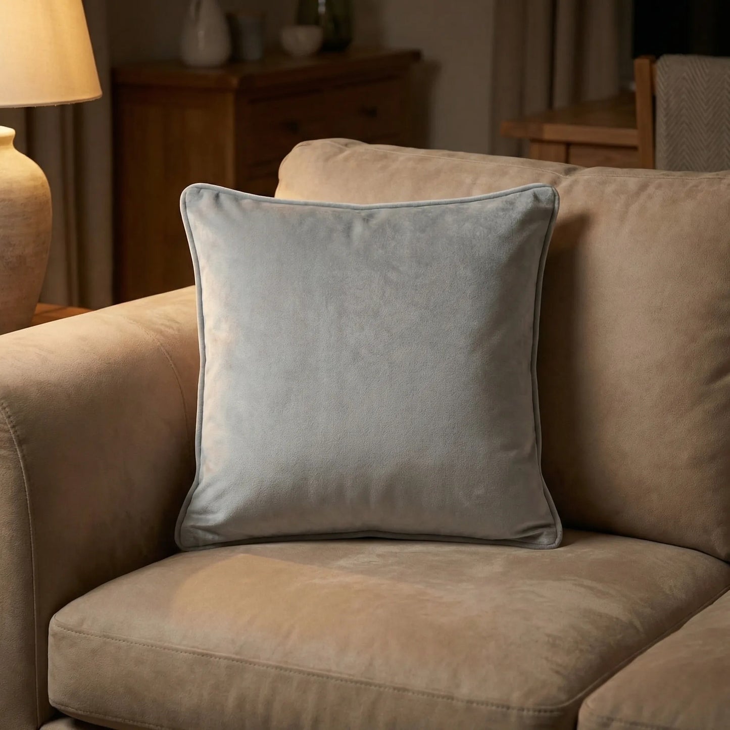 Cotton Velvet Cushion Cover Grey - 1 Piece