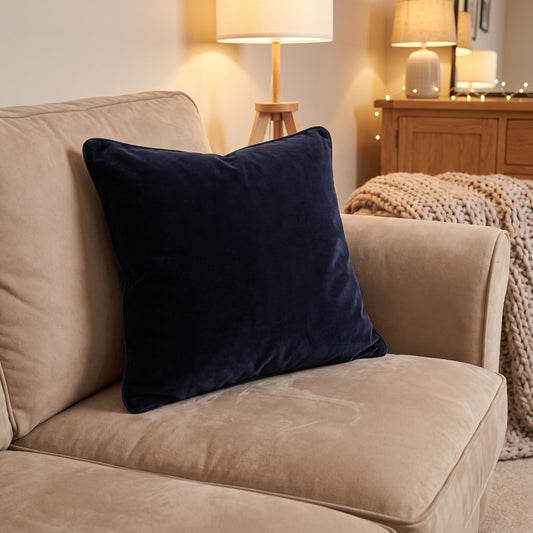 Cotton Velvet Cushion Cover Navy Blue - 1 Piece