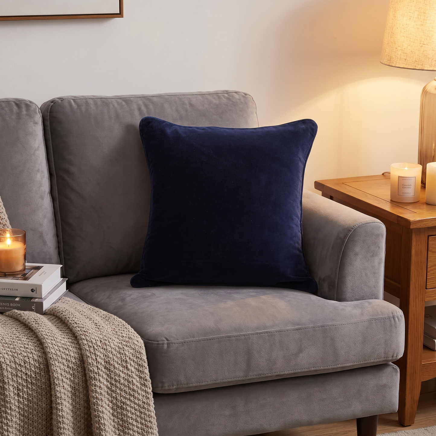 Cotton Velvet Cushion Cover Navy Blue - 1 Piece