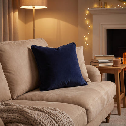 Cotton Velvet Cushion Cover Navy Blue - 1 Piece