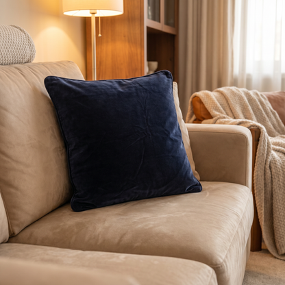 Cotton Velvet Cushion Cover Navy Blue - 1 Piece