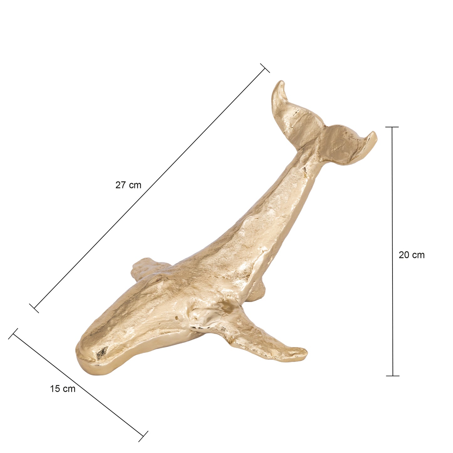 Whale Statue Small Gold Finish | Keiko