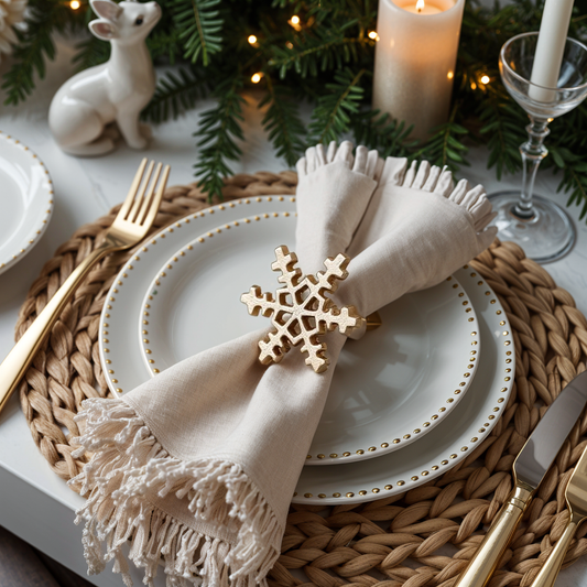 Snowflake Metal Napkin Ring Gold (Set of 4)